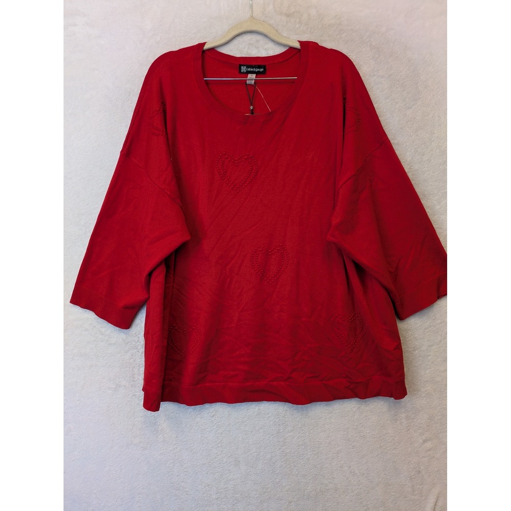 Cable & Gauge Soho Seasonless Red‎ Heart Textured Sweater 3X